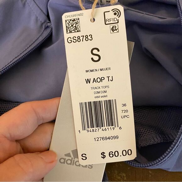 Adidas NWT Cropped Purple Track Jacket SZ Sm Orbit Violet Full Zip Lightweight - Picture 6 of 8